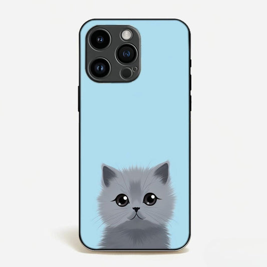 Fluffy Gray Peekaboo Kitten Case image 0