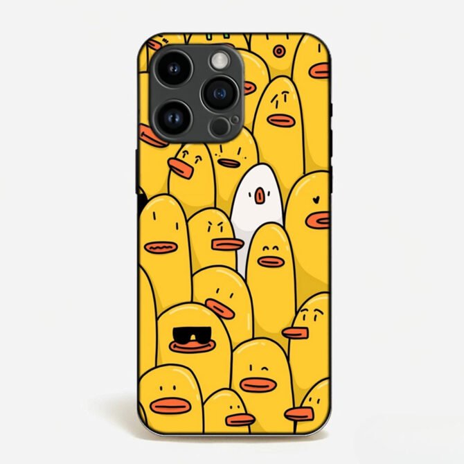 Yellow Duck Crowd with White Duck Case