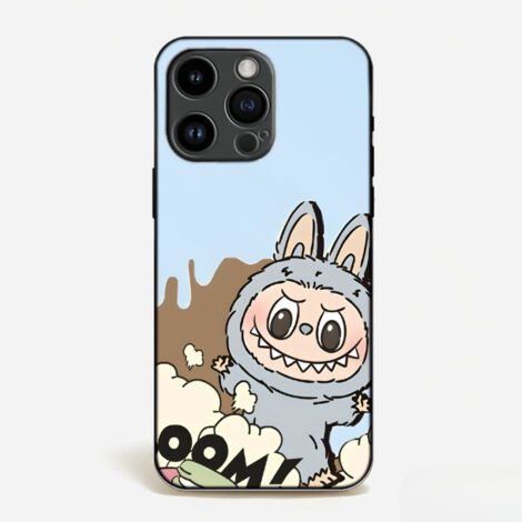 Authentic LA BU BU Collection Blue & Brown Drip Phone Case - Expressive Art